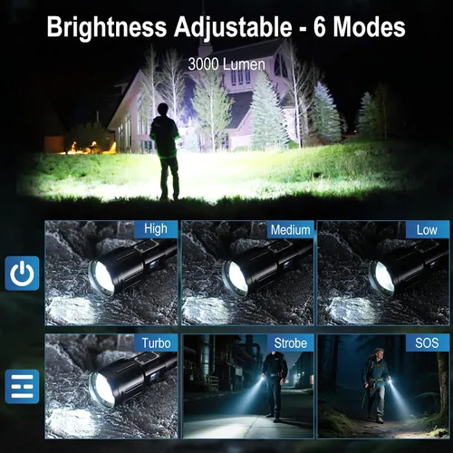 Miniatura 2 de Linternas recargables, linterna de bolsillo EDC de alto lúmenes con clip, 5 modos de luz de flash pequeña súper brillante potente para camping
