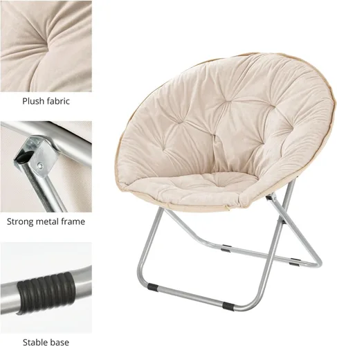 Miniatura 4 de mDesign Urban Papasan - Silla plegable de luna – Silla OVNI con platillo grande con marco de metal plegable – Asiento plegable mullido para oficina