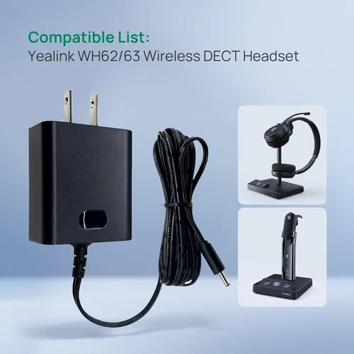Miniatura 2 de Yealink Fuente de alimentación para auriculares DECT inalámbricos WH62 WH63, 5V/1.2A, YLPS051200B1-US