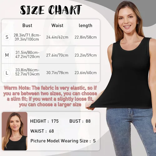 Miniatura 2 de 3 piezas de camisetas térmicas sin mangas para mujer, ropa interior de forro polar, suave, sin mangas, chaleco de capa base cálida