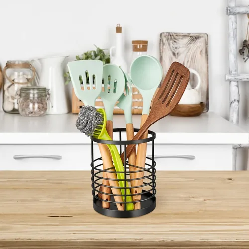 Miniatura 8 de RedCall Soporte para utensilios para encimera de cocina, soporte de espátula de metal, soporte de utensilios de cocina para cuchara, organizador