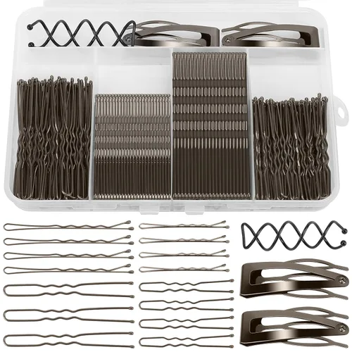 Miniatura 8 de Bobby Pins Set Negro – Kit de estilo para mujeres y niñas con alfileres, pasadores en espiral y clips a presión, ideal para updos, moños, looks