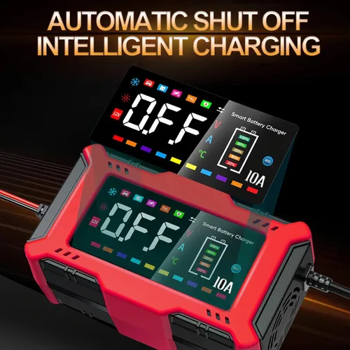 Miniatura 6 de Cargador de batería de coche de 10 A con pantalla LCD grande para plomo ácido de 12 V y LiFePO4 de 14.6 V, mantenedor de batería automático