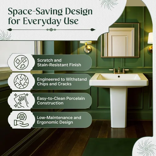 Miniatura 9 de Renovators Supply Manufacturing WeeWash - Fregadero de pedestal de baño infantil de 21.5 pulgadas de alto x 16 pulgadas de ancho, porcelana vítrea