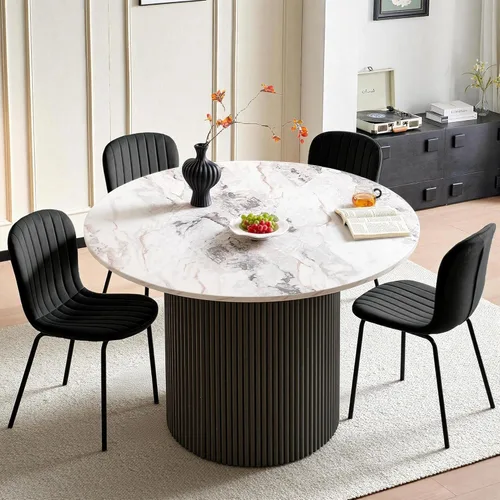 Miniatura 23 de Juego de Mesa de Comedor Redonda de 37 Pulgadas para 4, Moderno Juego de Café de Cocina de Círculo Pequeño para Apartamento, Sala de Estar, Oficina