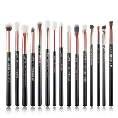 Miniatura 9 de Jessup Pinceles de sombra de ojos, 15 piezas, juego de pinceles de ojos naturales para sombra de ojos, corrector de cejas, delineador de ojos, novia