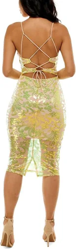 Miniatura 2 de bebe Vestido midi ajustado sin mangas con lentejuelas bordadas para mujer