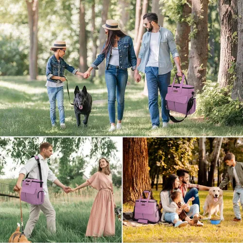 Miniatura 6 de Modoker Bolsa de comida para perros, juego de viaje aprobado por aerolíneas, organizador portátil de accesorios de pañales con 2 contenedores de Rosa