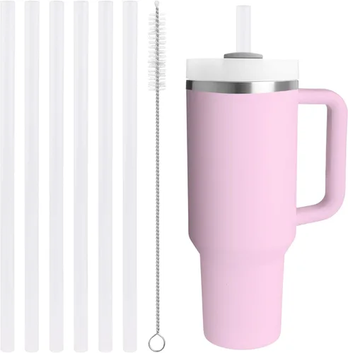 Miniatura 8 de Popote de repuesto compatible con vaso Stanley Quencher de 40 onzas, popotes de plástico reutilizables extra largos de 12 pulgadas para taza de 40