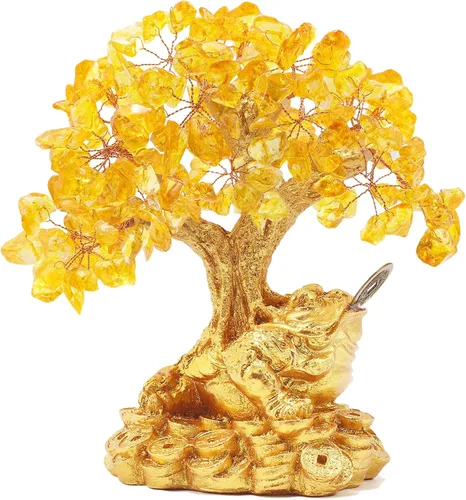 Miniatura 15 de Árbol de dinero de Feng Shui para oficina, mesa de hogar, decoración de Feng Shui, árbol de dinero de cristal para riqueza y buena suerte