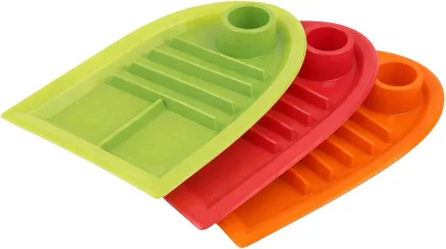 Juego de 3 platos para tacos, bandejas divisoras de plástico para tacos con ranuras de pie, sin BPA, aptas para lavavajillas y microondas