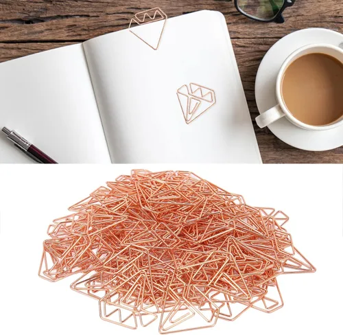 Miniatura 5 de 100 clips de papel con forma, clips pequeños de oro rosa, abrazaderas de documentos para archivos de fotos, para oficina, escuela, estudiantes