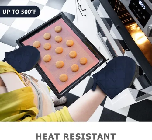 Miniatura 2 de 1 par de manoplas cortas para horno - Guantes de horno de silicona para cocina, resistentes a altas temperaturas de 500℉, manoplas mini con Azul