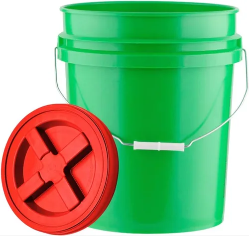 Miniatura 8 de House Naturals Cubo de plástico de grado alimenticio de 5 galones con tapa hermética de rosca fabricada en Estados Unidos, recipiente verde con tapa