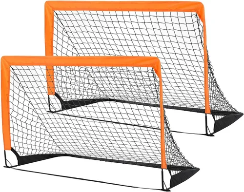Paquete de 2 porterías de fútbol de 4 x 3 pies para patio trasero, red plegable desplegable para interiores o exteriores, mini porterías de fútbol