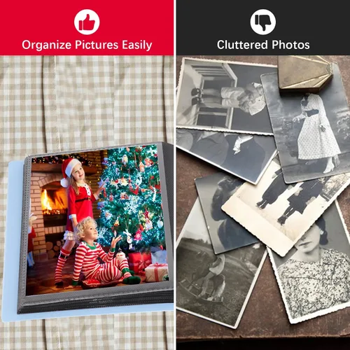 Miniatura 6 de Paquete de 2 álbumes de fotos de 5 x 7 con capacidad para 64 fotos, páginas interiores negras con banda elástica fuerte, álbum de fotos pequeño de 5