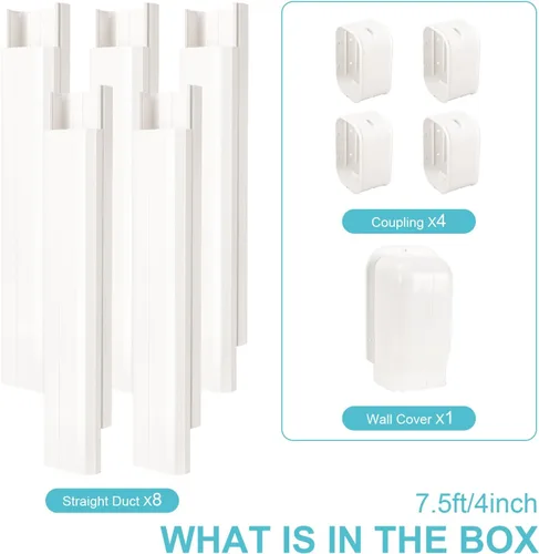 Miniatura 3 de Cubierta para Juego de Líneas de Mini Split, Kits de Cubierta para Juego de Líneas de PVC de 4" 7.5 Pies para Acondicionadores de Aire Mini Sin