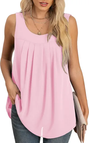 Miniatura 2 de QUEZHU Blusa sin mangas de gasa para mujer, de verano, con vuelo, de doble capa, túnica
