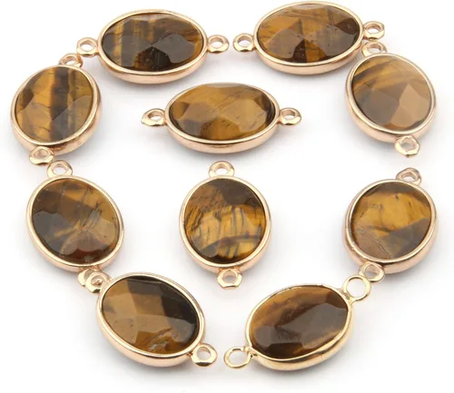 Miniatura 3 de LE SKY Conectores de piedra natural con forma de huevo facetado, dijes de ágata negra para hacer joyas, collares, pulseras, 10