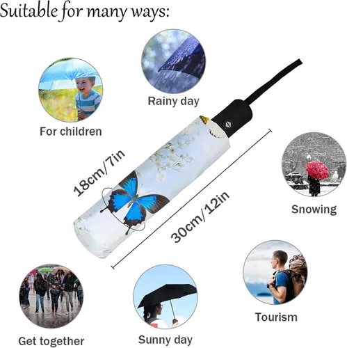 Miniatura 4 de DHDM Automatic Umbrella for Rain and Sun Male Women Beach Parasol Print Folding Umbrella