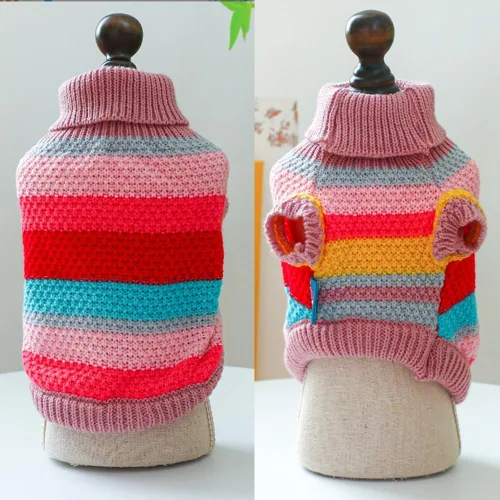 Miniatura 3 de Suéter Arcoíris para Cachorro de Perro Pequeño Pullover Sudadera de Punto Cable Ropa de Punto para Gato Ropa Cálida para Mascotas para Gatito