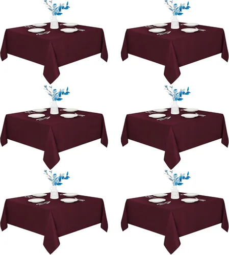 Miniatura 39 de Fitable - Paquete de 6 manteles redondos blancos - 120 pulgadas de diámetro - Manteles resistentes a las manchas y lavables, manteles de poliéster