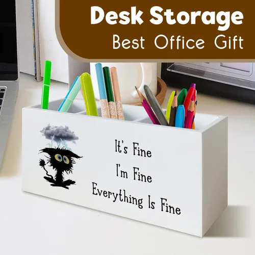 Miniatura 3 de It's Fine I'm Fine Everything is Fine - Divertido soporte para bolígrafo de gato para escritorio, divertidos accesorios de escritorio para el Gato