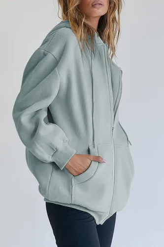 Miniatura 2 de Trendy Queen - Sudaderas con capucha Y2K con cremallera para mujer, de manga larga, para otoño, de gran tamaño, casual, con bolsillo