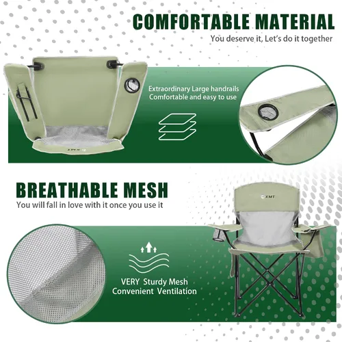 Miniatura 8 de Silla plegable portátil para exteriores con portavasos y bolsa enfriadora, malla transpirable, reposabrazos anchos, diseño ergonómico para 03-rojo