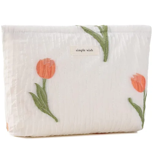 Miniatura 31 de Bolsa de maquillaje de flores para mujer, bonita bolsa de maquillaje para bolso, bolsa de cosméticos con cremallera, bolsa de cosméticos de lona