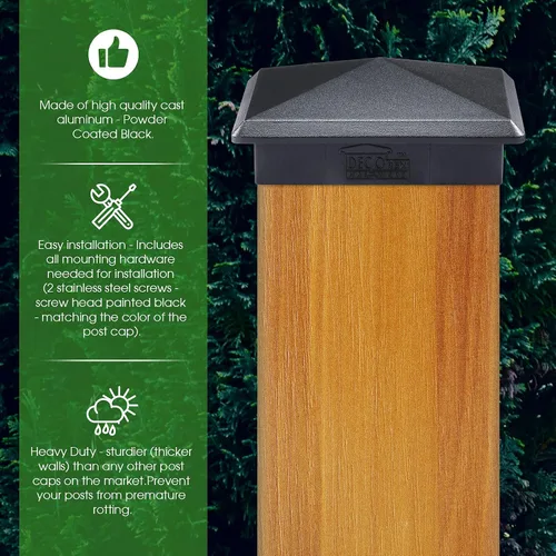 Miniatura 7 de Tapa de aluminio en forma piramidal para postes de madera, color negro (4 unidades)