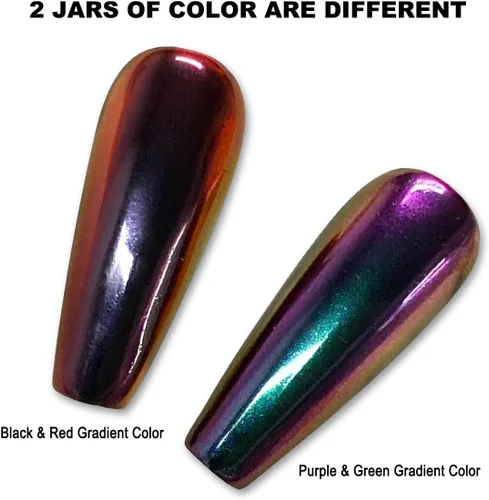 Miniatura 2 de Polvo de uñas cromado camaleón rojo y morado, efecto espejo mágico metálico, holográfico, reflectante, pigmento cromado, para uñas, diseño AB