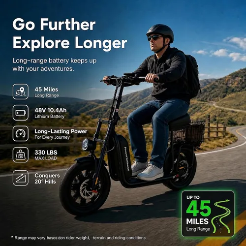 Miniatura 3 de iScooter F7 - Scooter eléctrico para adultos, motor potente de 1000W, velocidad máxima de 45 MPH y alcance de 28 millas, scooter de 16