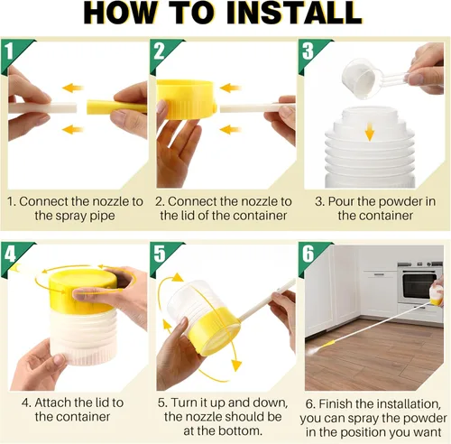 Miniatura 5 de Plumero de tierra de diatomeas con boquilla de extensión ajustable de 12 a 36 pulgadas, polvo de tierra de diatomeas para control de plagas
