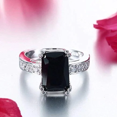 Miniatura 4 de Xiaomei Anillo de compromiso de boda de plata de ley 925 con circonita para hombre y mujer, talla 6-11