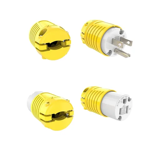 Miniatura 2 de RVGUARD extremos de cable de extensión macho y hembra, juego de enchufe y conector de repuesto de hoja recta de 15 A 125 V de servicio pesado, tipo