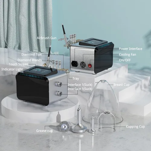 Miniatura 6 de MYSWEETY Máquina de terapia al vacío, juegos de terapia de ventosas 3 en 1, máquina profesional para el cuidado de la piel facial con pistola