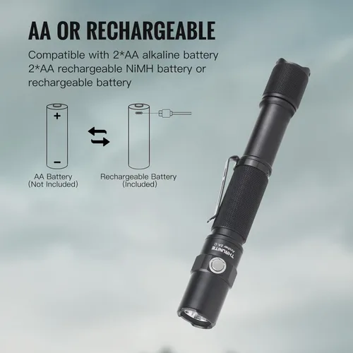 Miniatura 3 de ThruNite Archer - Linterna recargable LED 2A C, linterna AA de alto 1000 lúmenes con USB-C, linternas brillantes de doble interruptor para camping