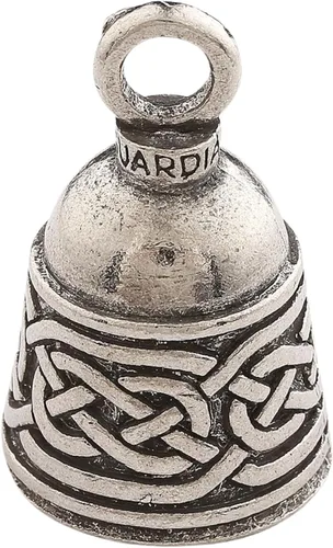 Guardian Bell Campana celta de buena suerte con llavero y bolsa de regalo de terciopelo negro | Campana de motocicleta | Peltre sin plomo | Tejido