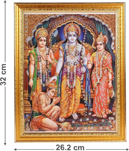 Miniatura 5 de Foto hindú Lord Ram Darbar para colgar cuadro religioso con marco