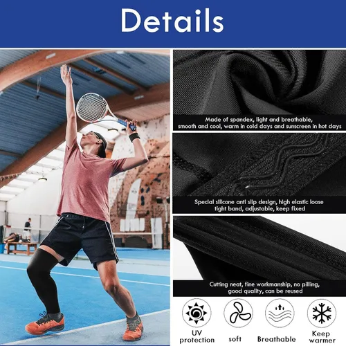 Miniatura 2 de Tatuo Mangas de Compresión para Piernas Manga Larga hasta la Rodilla Protección UV para Hombres y Mujeres Deporte Baloncesto Fútbol Americano