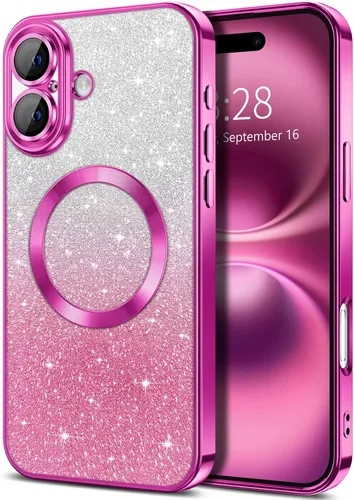 Miniatura 31 de Hython Funda para iPhone 13 Pro transparente con purpurina magnética [compatible con MagSafe] Protector completo de lente de cámara delgado