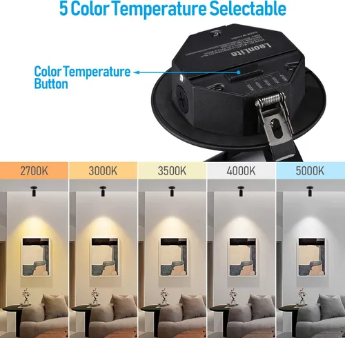 Miniatura 3 de LEONLITE Foco de techo LED regulable de 5 colores con caja de conexiones incluida, foco ajustable CRI90, luces LED direccionales IP65