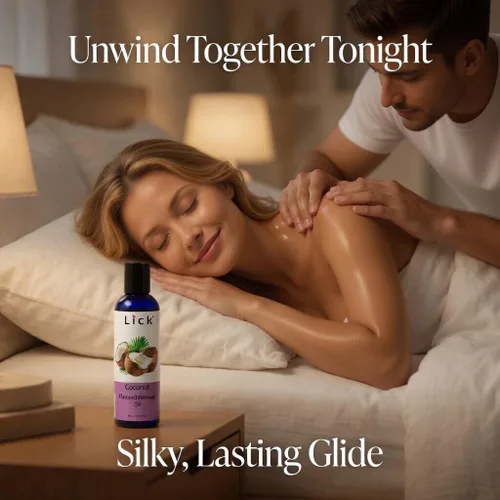 Miniatura 6 de Lick Aceite de masaje con sabor a coco, aceite de masaje comestible tropical con aceite de almendras dulces y vitamina E, fórmula hidratante segura