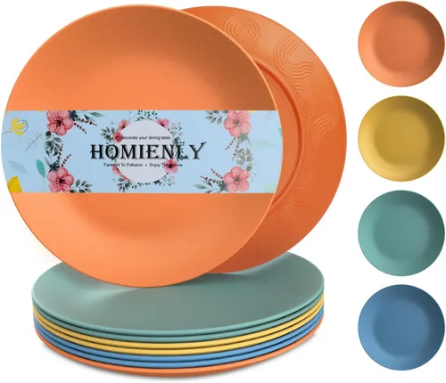 Miniatura 17 de Homiely Juego de 8 Platos para Cena - Paja de Trigo, Apto para Microondas y Lavavajillas, Irrompible, Platos para Niños