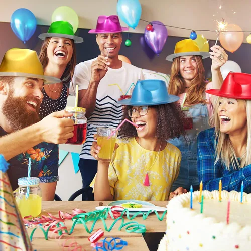 Miniatura 7 de Handepo 48 sombreros de vaquera de Halloween a granel, disfraz de cosplay metálico, suministros de fiesta para adultos