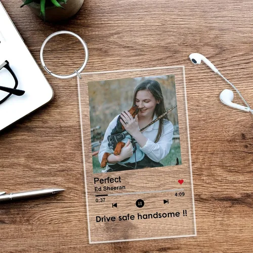 Miniatura 5 de Llavero de fotos acrílico personalizado, llavero de música Spotify personalizado con código escaneable, regalo para parejas, amigos, regalo para él