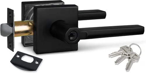 Miniatura 36 de NEWBANG Palanca de puerta de cama/baño para privacidad Baño e interior Manija de cerradura de puerta en negro mate envejecido, HD1601-DB-BK-1P