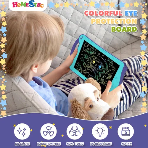 Miniatura 7 de [Certificado por ClimatePartner] HOMESTEC Astrodraw - Bloc de dibujo LCD colorido para niños, tablero de garabatos para niños de 3, 4, 5, 6 años