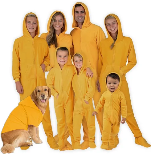 Footed Pajamas - Mameluco familiar con capucha a juego Suéteres de una pieza para niños, niñas, hombres, mujeres y mascotas Unisex